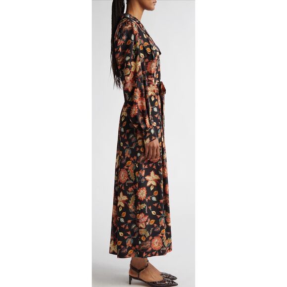 Ulla Johnson Giselle Floral Long Sleeve Silk Shirtdress NWT Size 00 - Picture 4 of 8